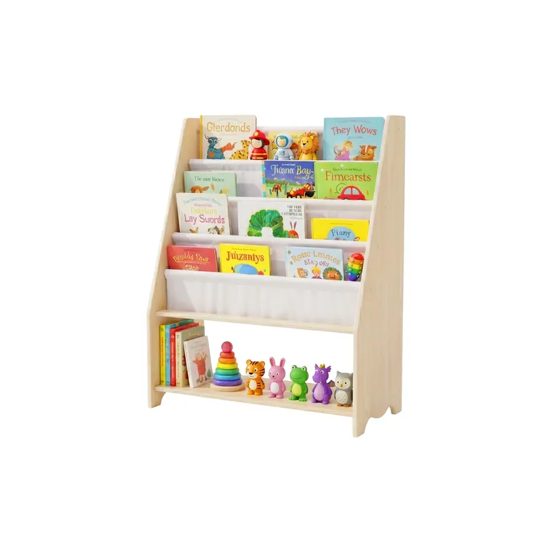 relaxdays Kinderregal Holz Polyester bianco Hellbraun
