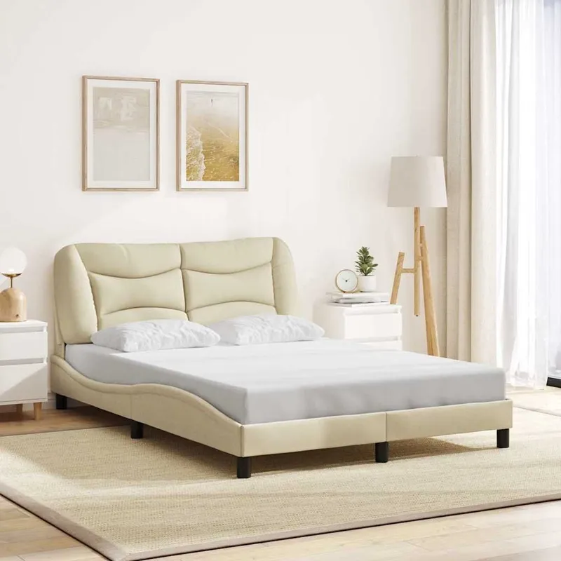 struttura letto senza materasso "Hvar" crema 140x200 cm tessuto