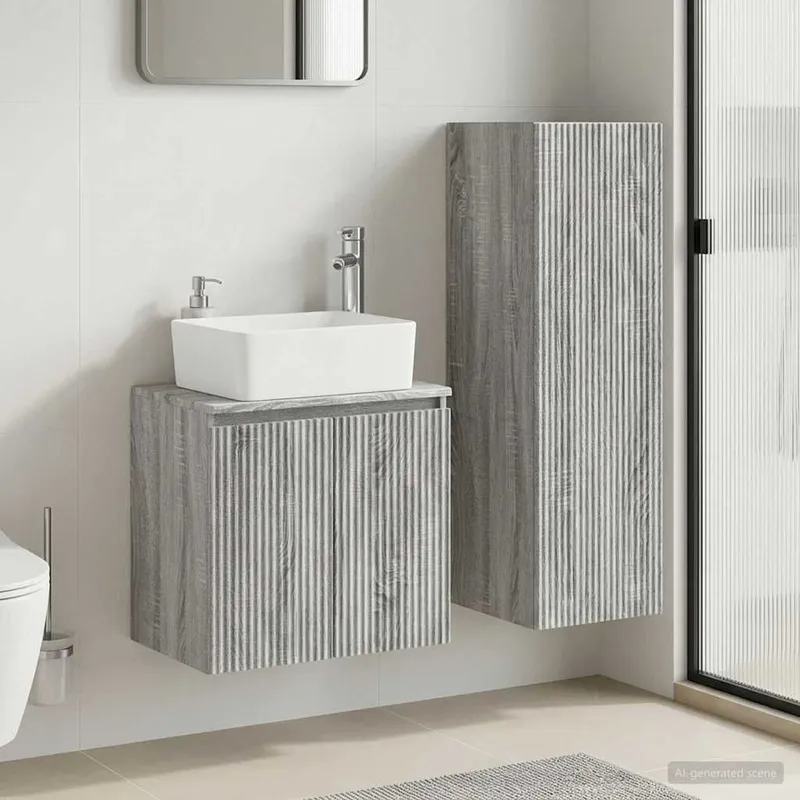 Badezimmermöbel-Set 2 stk. Grau Sonoma 33 x 34,5 x 100 cm