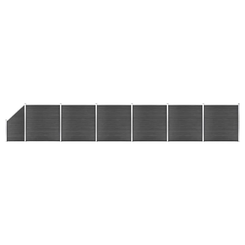 Zaunelement Set WPC 1138x(105-186) cm Schwarz