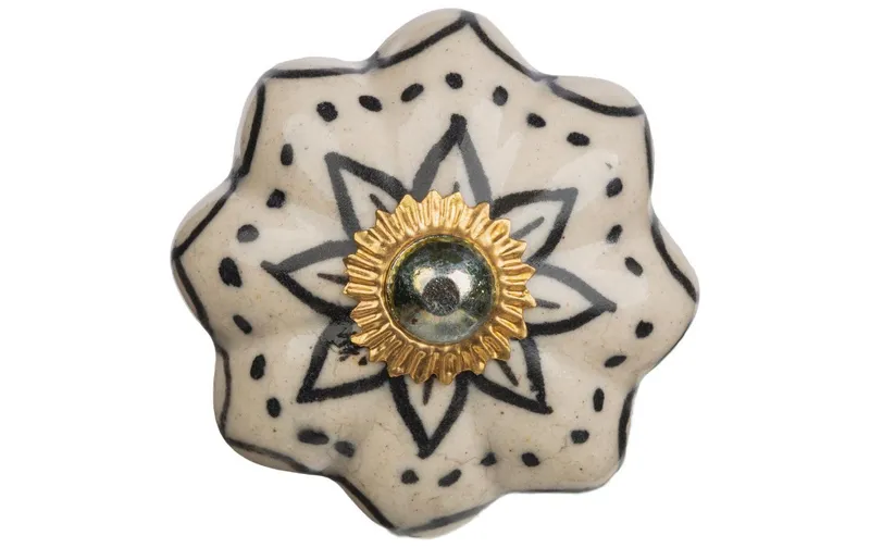 Tranquillo Möbelgriff handgemacht, Ø 4.5 cm, white/Gold