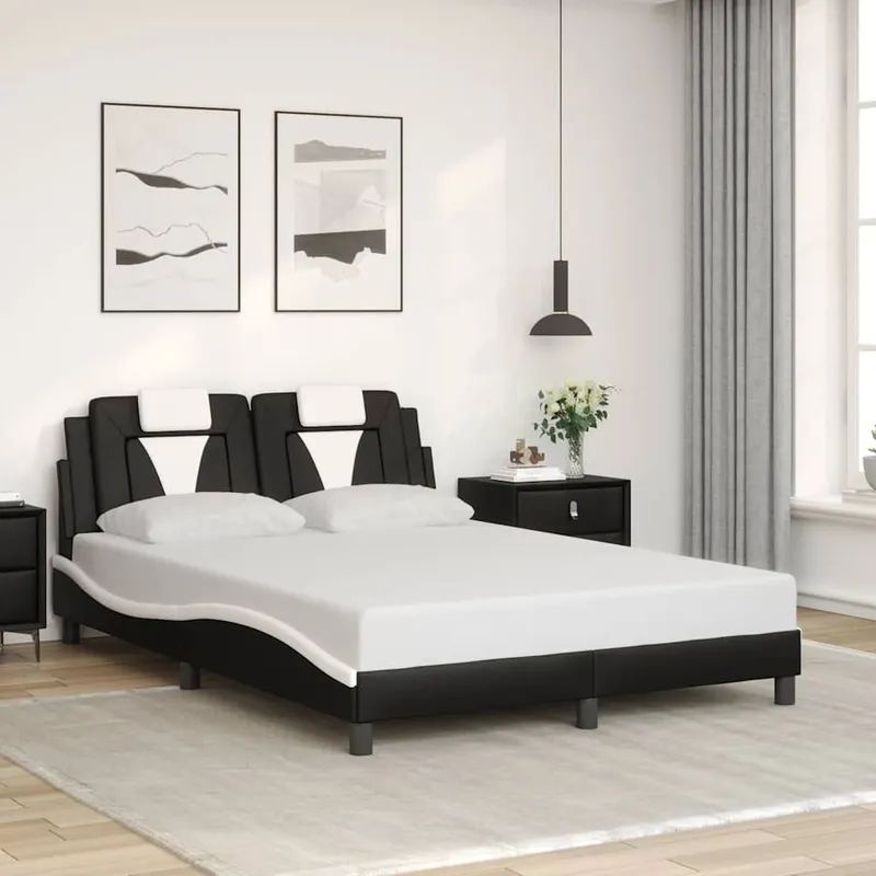 struttura letto "Viana" senza materasso nero e bianco 140x200 cm ecopelle