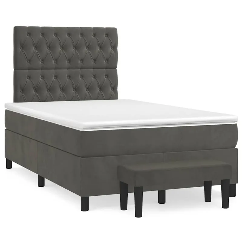 letto boxspring mit Matratze Dunkelgrau 120x190 cm Samt