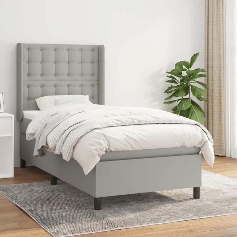 letto boxspring mit Matratze Hellgrau 90x200 cm tessuto