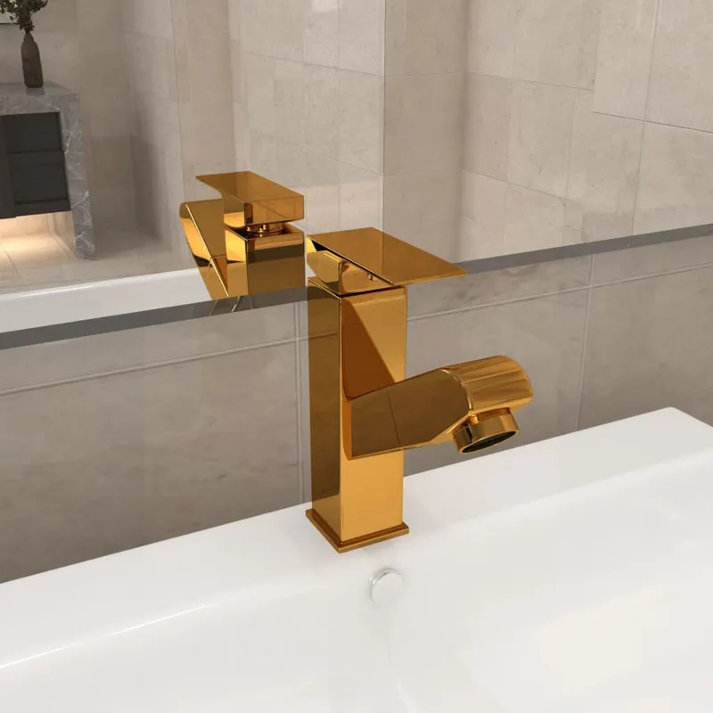 Robinet de lavabo rétractable Finition dorée 157x172 mm