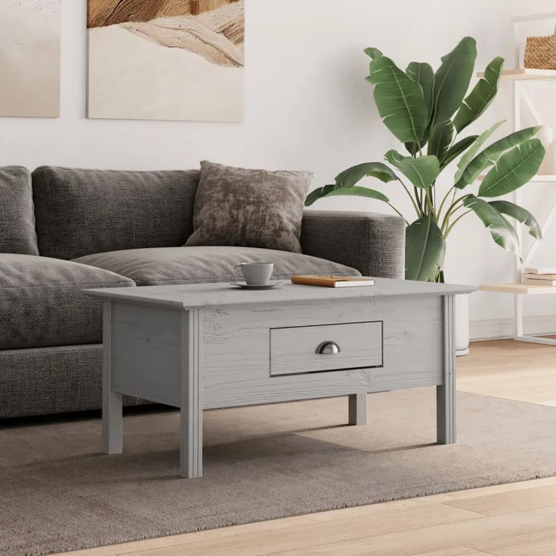 Couchtisch BODO grigio 100x55x46 cm legno massiccio pino