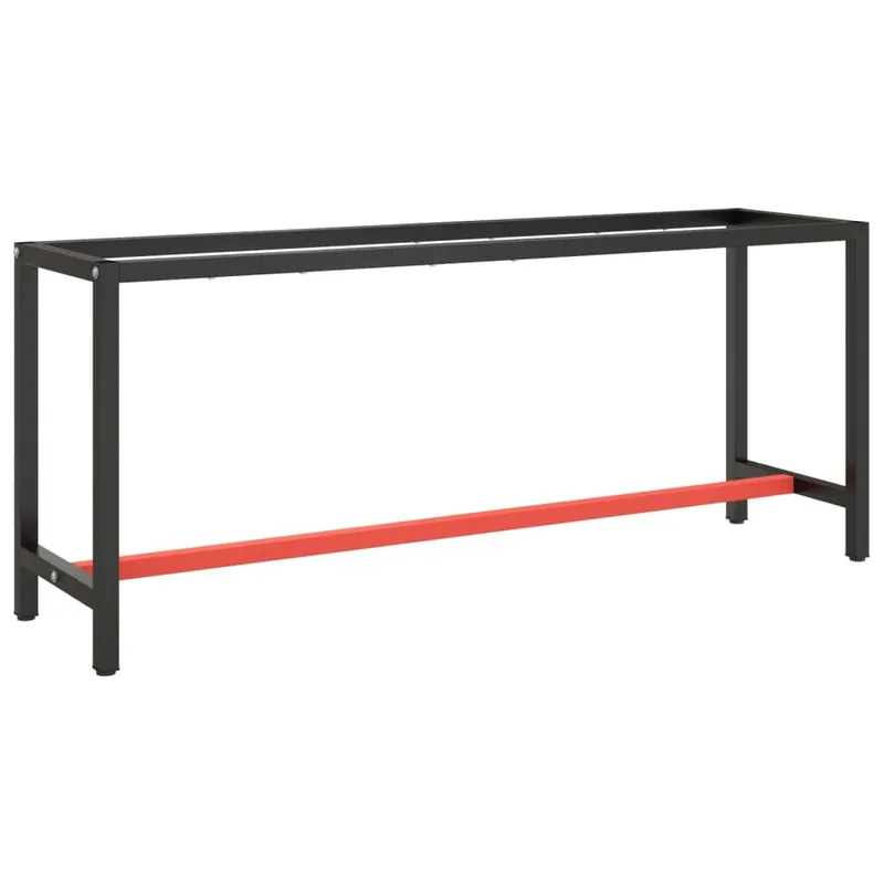 Werkbankgestell Mattschwarz e Mattrot 190x50x79 cm metallo