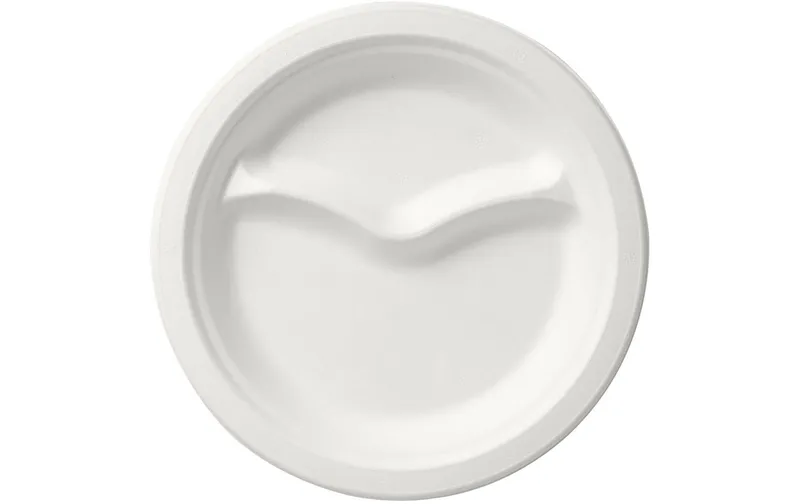 Duni Einwegteller mit 2 Unterteilungen 22 cm, 50 pezzi, bianco