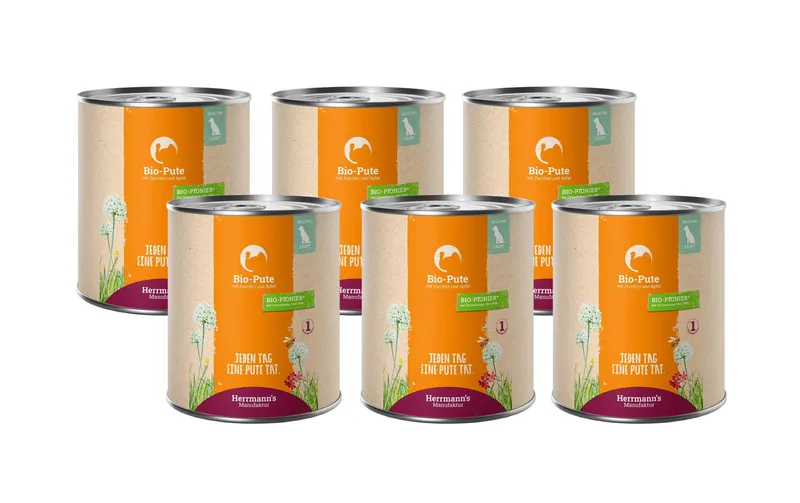 Herrmann's Nassfutter Bio Pute mit Zucchini und Apfel 6 x 800 g