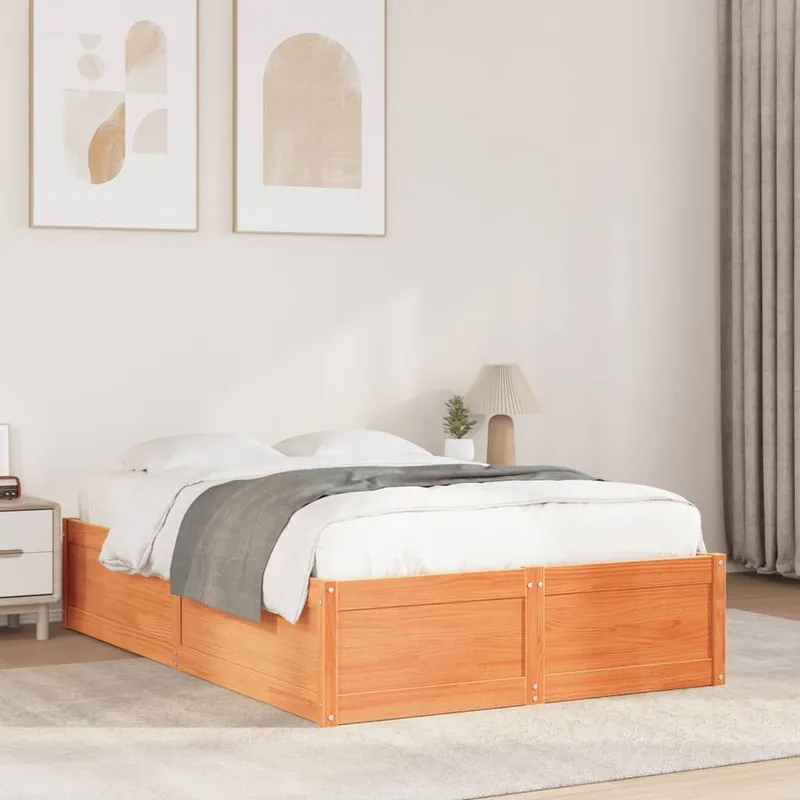 letto in legno massiccio senza materasso marrone cerato 135x190 cm legno di pino