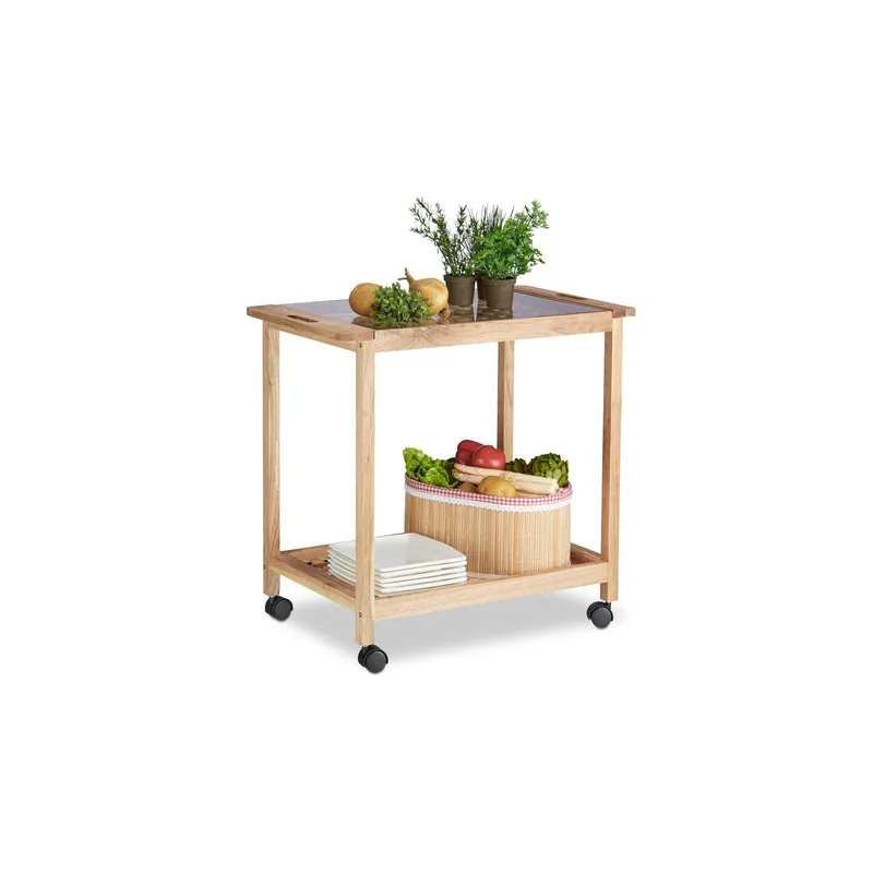 relaxdays Küchenwagen 66 x 62 x 38 cm, black/brown