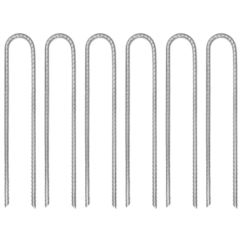 Zeltheringe 6 Stk. U-Form 30 cm Ø7 mm Verzinkter Stahl