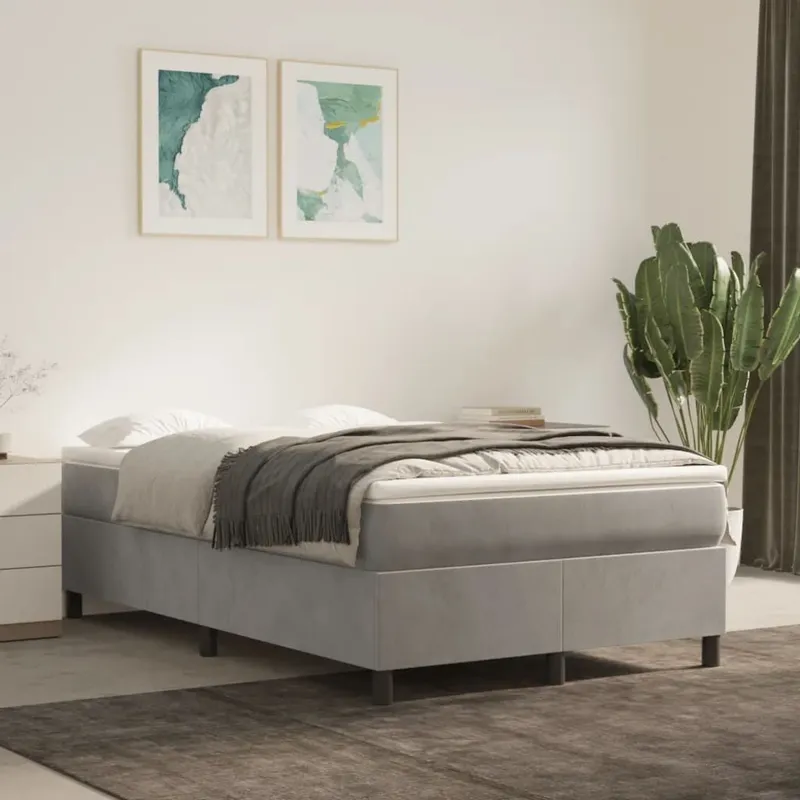 letto boxspringgestell Hellgrau 120x200 cm Samt