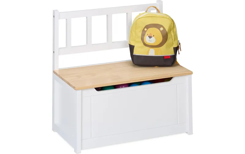 relaxdays Kindersitzbank Weiss; Hellbraun
