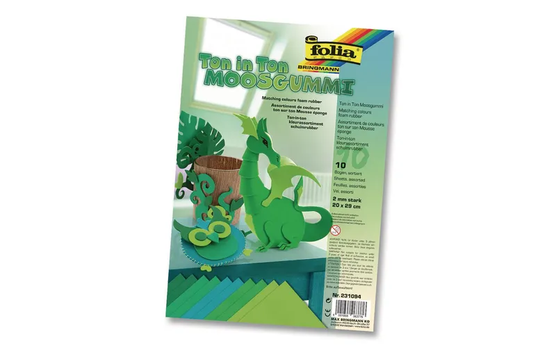Folia Moosgummi-Set Ton in Ton 10 pieces, green