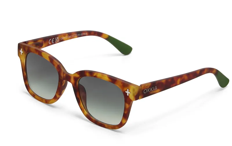 OKKIA Sonnenbrille Giovanni Sahara Havana, Green Lens