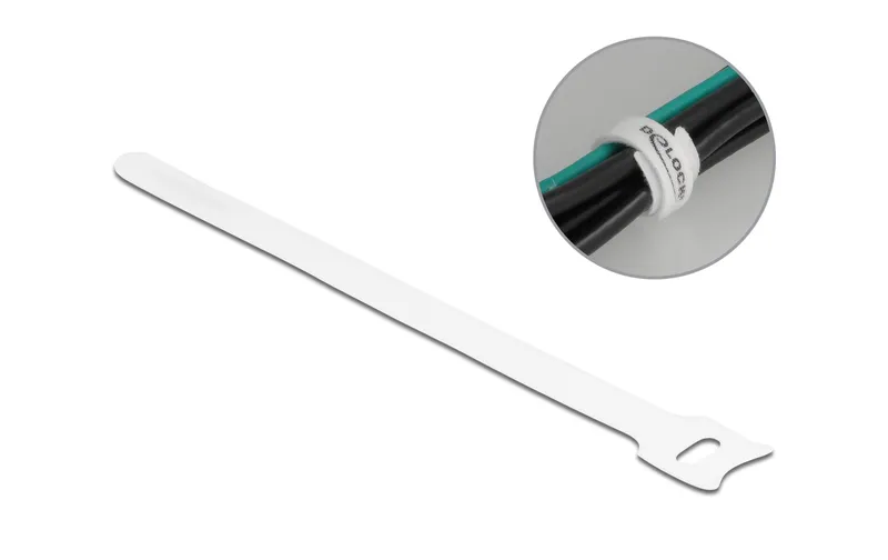 Delock Klettkabelbinder blanc 200 mm x 12 mm 10 pièces