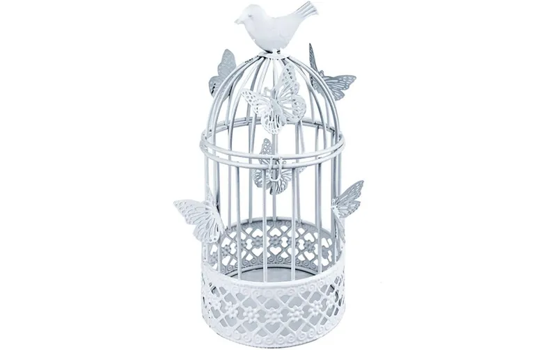Dameco Vogelkäfig mit Schmetterlingen 22 cm, blanc