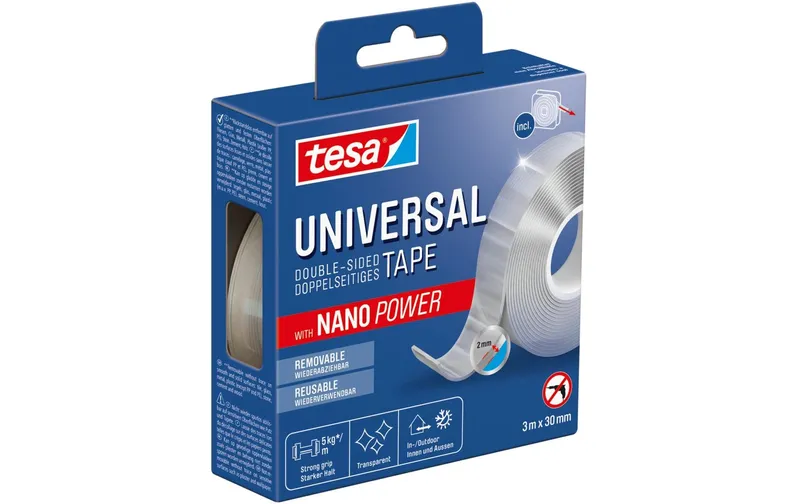 tesa Klebeband Universal Nano Tape 30 mm x 3 m, transparent