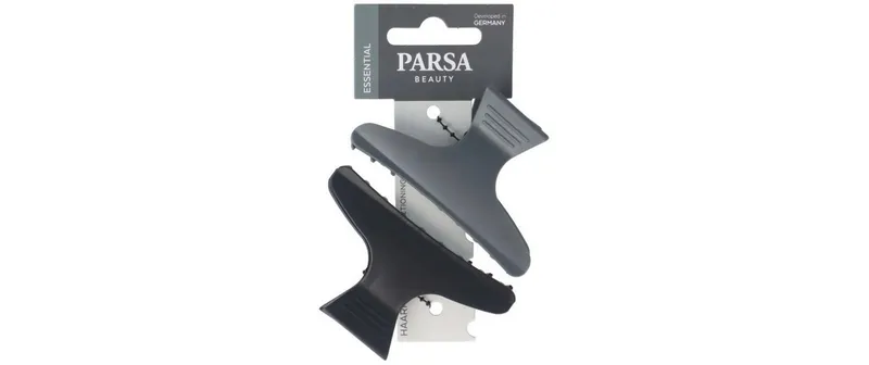 Parsa Beauty Haarabteilklammern, Schwarz/Grau Schwarz/Grau 2 Stück