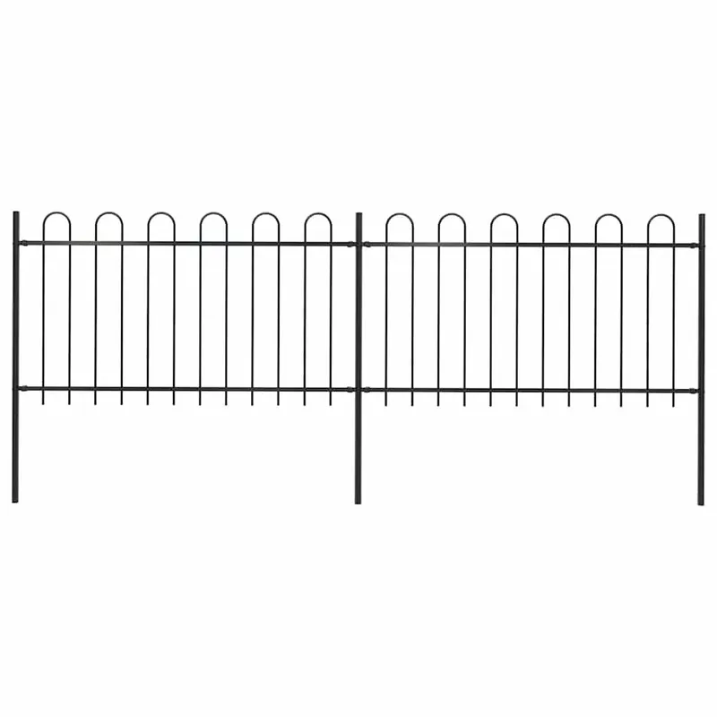 Recinzione da Giardino con Arco in Acciaio 337 x 100 cm Nera