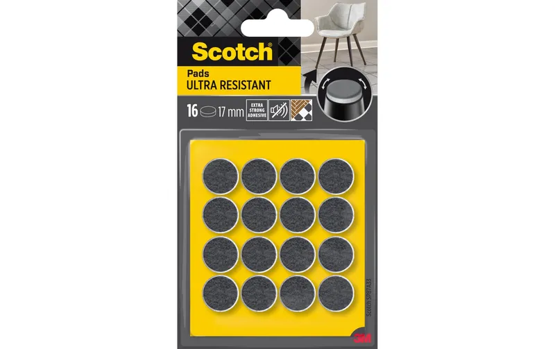 Scotch Filzgleiter Ultra Resistant, Ø 17 mm, grigio, 16er Pack
