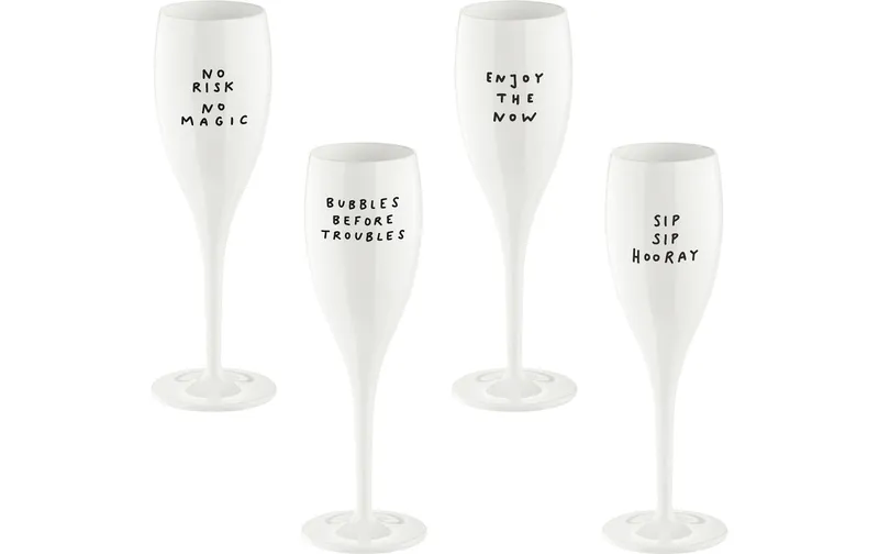 Koziol Sektglas Say It In Style 100 ml, 4 pezzi, bianco