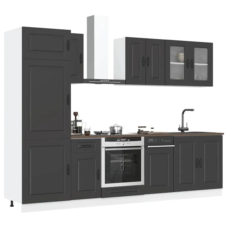 8-tlg. Küchenschrank-Set Kalmar nero derivato del legno