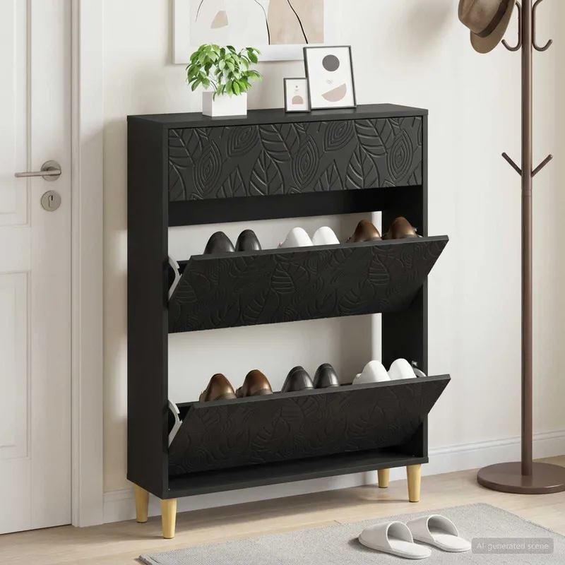 Schuhschrank DELFT 78 x 24 x 103 cm engineered wood black