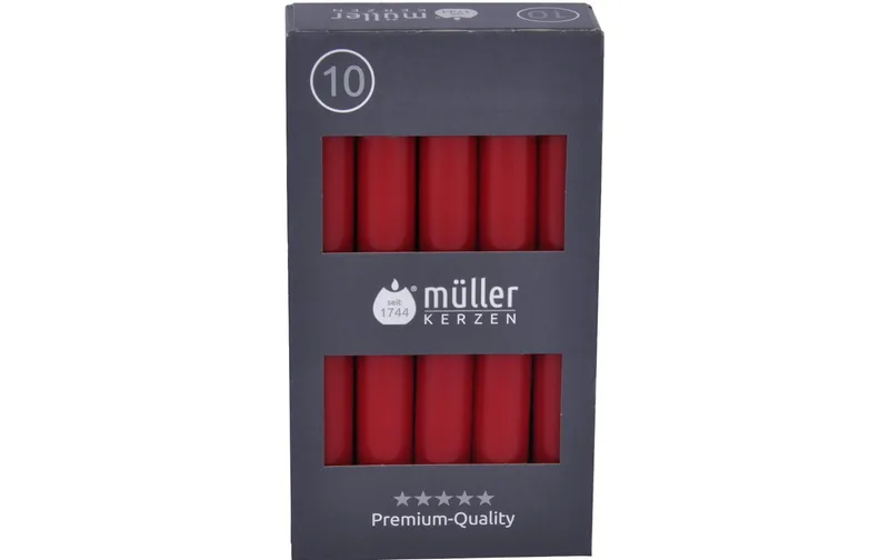müller Kerzen Stabkerze 17.5 x 2 cm, rouge, 10 pièces