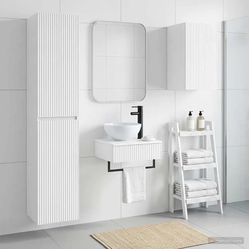 Ensemble de mobilier de salle de bain 3 pc Blanc brillant
