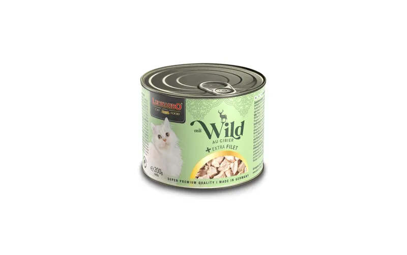 Leonardo Cat Food Nassfutter Wild + Extra Filet, 200 g