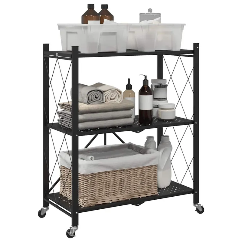 Lagerregal auf Rädern nero 71 x 34 x 88 cm Stahl
