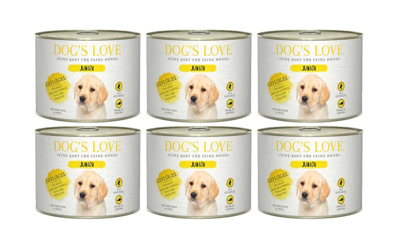Dog's Love Nassfutter Junior Geflügel, 6 x 200 g