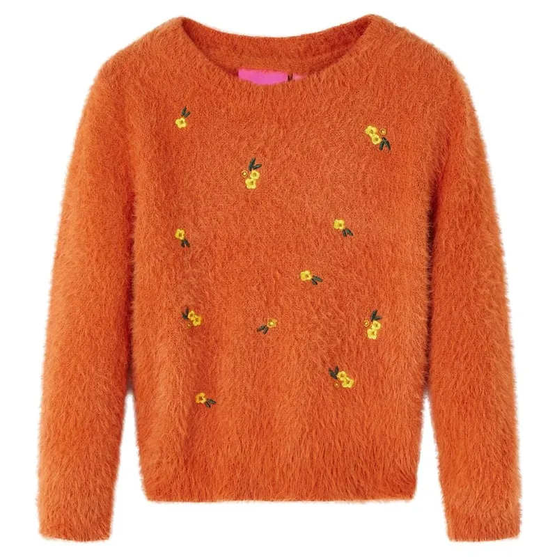 Pull-over tricoté pour enfants orange brûlé 128