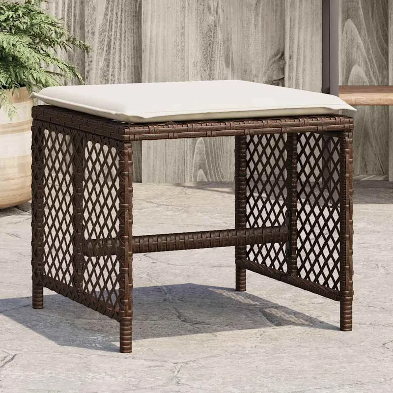 Gartenhocker mit Kissen 4 Stk. marrone 41x41x36 cm Poly Rattan