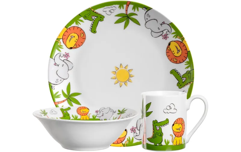 LEONARDO Kindergeschirrset Bambini Löwe/Krokodil/Elefant, 3-teilig