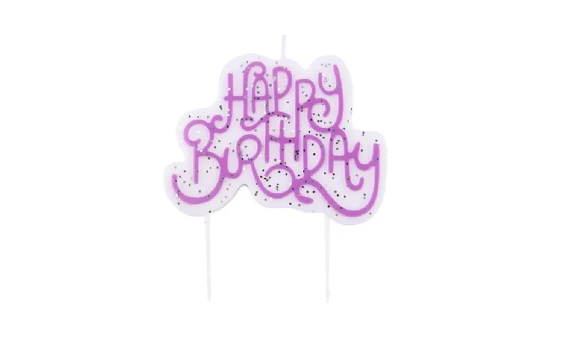 PME Kerze Happy Birthday Rosa/white, 1 pieces