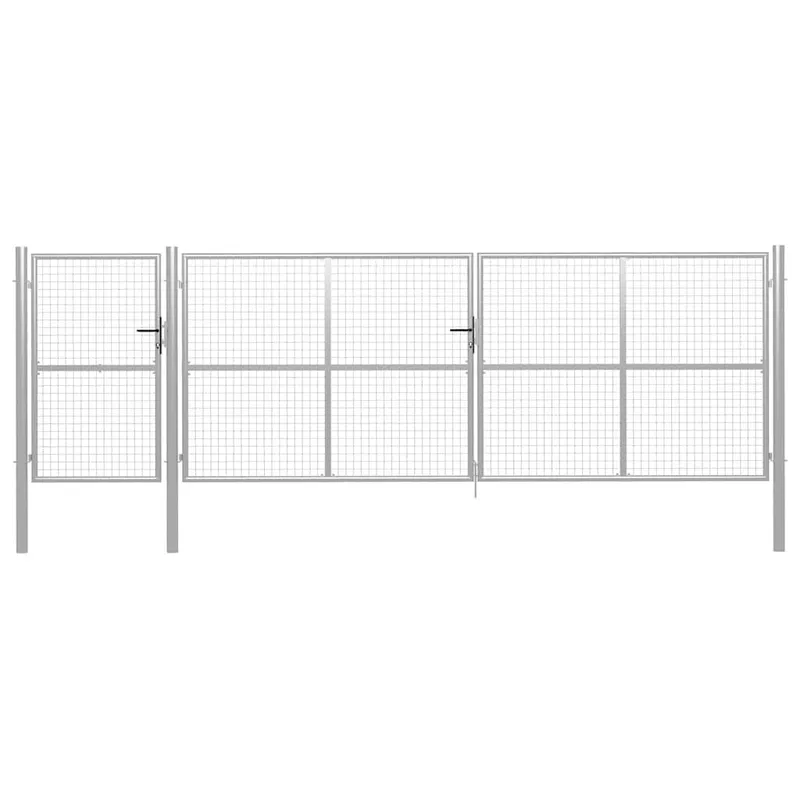 Gartentor aus Stahl 500 x 150 cm Silber