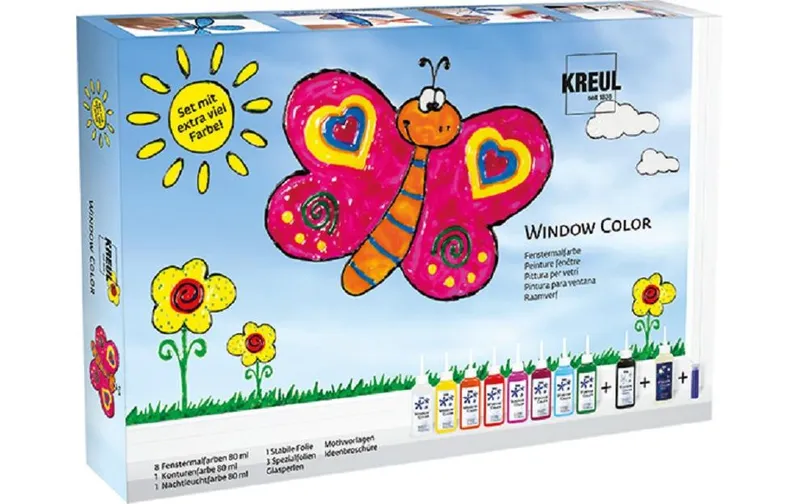 Kreul Fensterfarbe Window Color Set 80 ml, 17-teilig