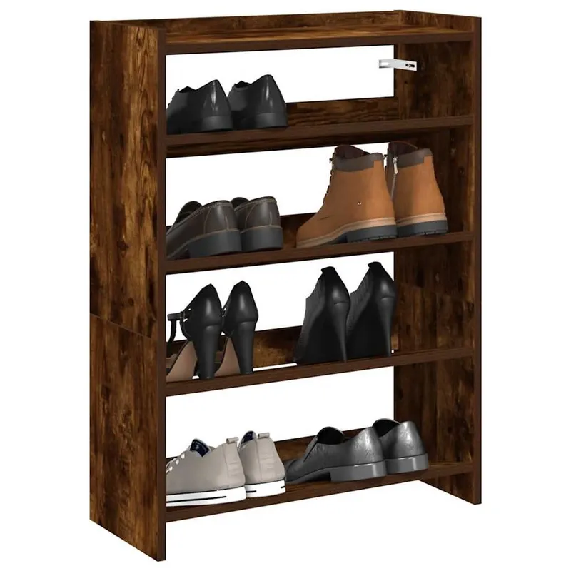 Étagère à chaussures chêne fumé 60x25x81 cm bois d'ingénierie