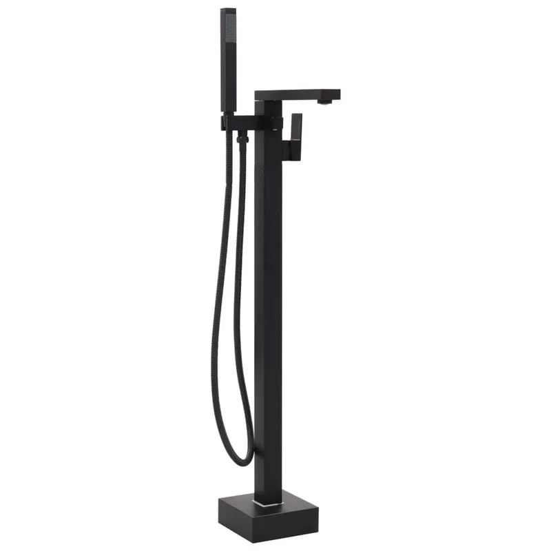 Robinet de baignoire sur pied Noir Acier inoxydable 90 cm