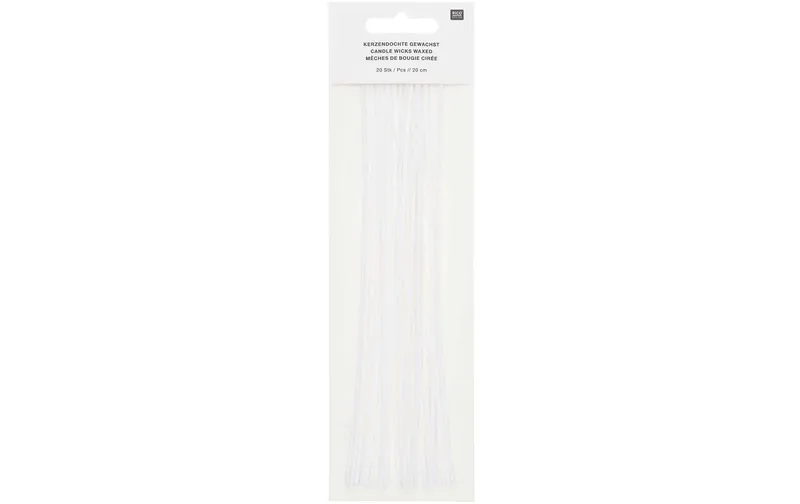 Rico Design Kerzendocht gewachst 20 cm, 20 pieces, Baumwolle