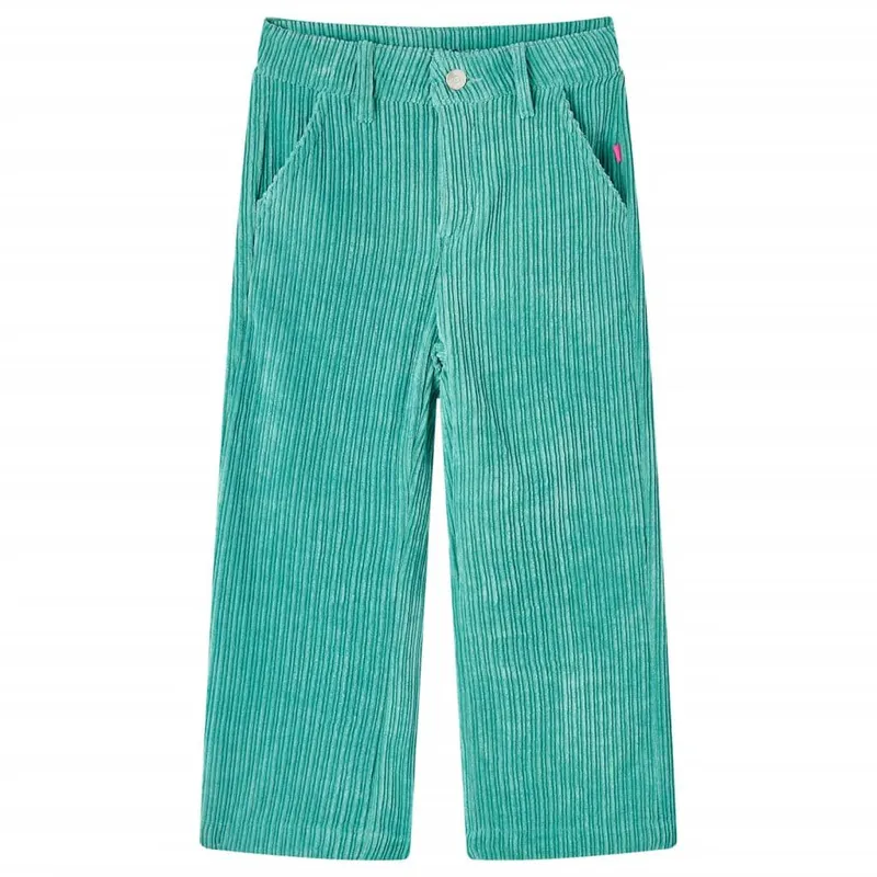 Pantalons pour enfants velours côtelé vert menthe 128