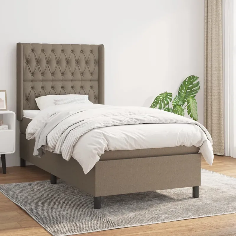 letto boxspring mit Matratze Taupe 90x200 cm tessuto
