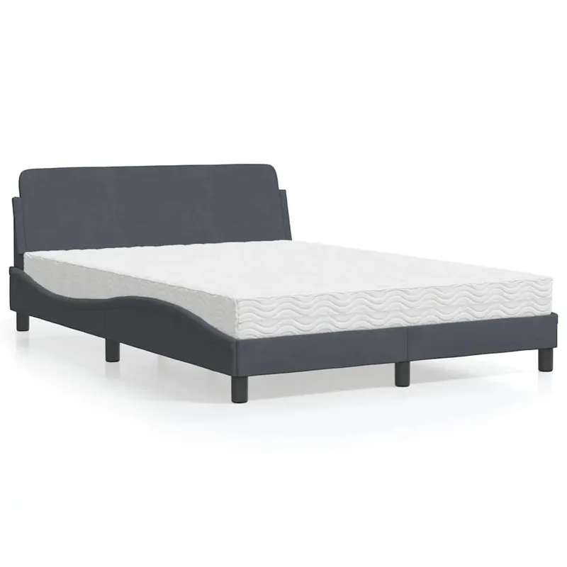 letto con materasso "Dover" grigio scuro 140x200 cm velluto