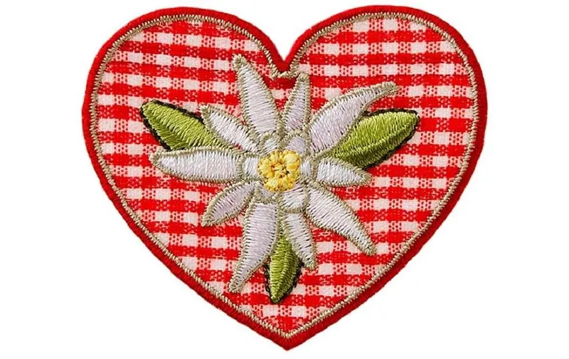 Mono-Quick Aufbügelbild Karo Herz Edelweiss 1 pieces
