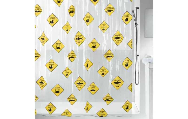 spirella Duschvorhang Danger 180 x 200 cm Gelb/trasparente