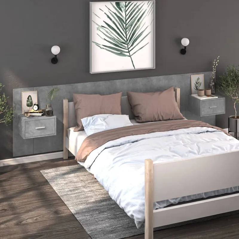 Wand-Nachttische 2 Stk. Betongrau