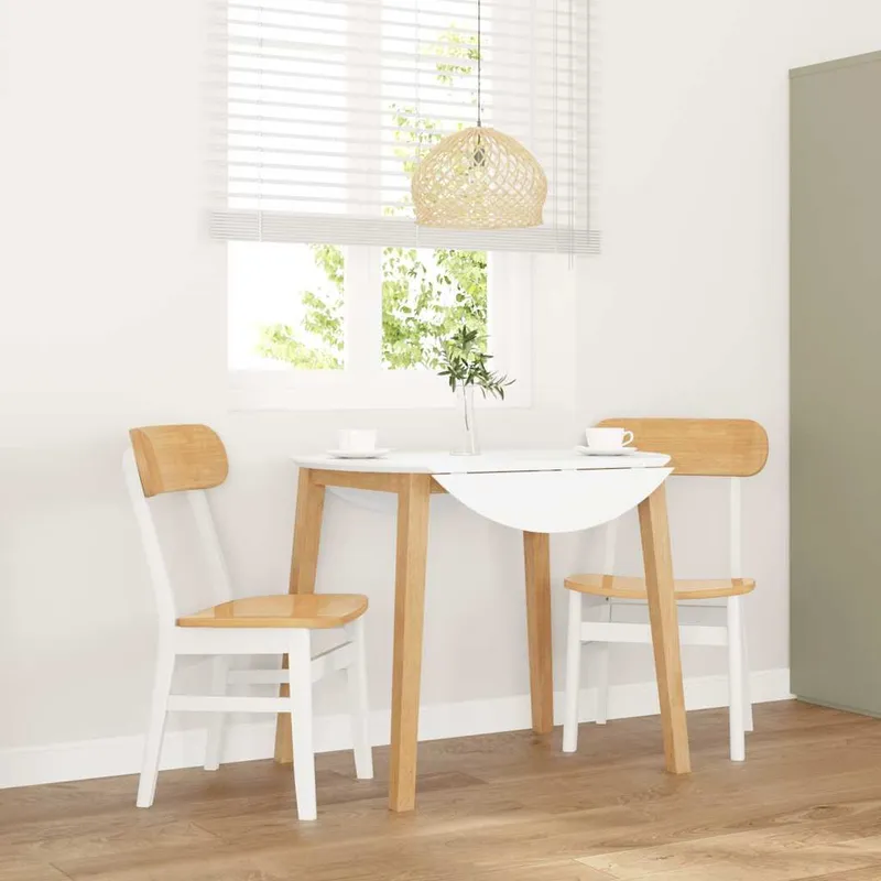 Esszimmerstühle 2 Stk. white Massivholz Gummibaum